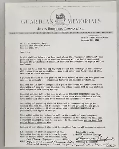 1946 Letter Boston Massachusetts The Jones Brothers Company Guardian Memorials - Picture 1 of 1