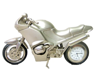Reloj Escritorio Moto Miniatura Tono Plateado PROBADO Foto 1 de 4