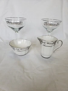25th Anniversary Vintage Glassware And Sugar/Creamer Set - Picture 1 of 5