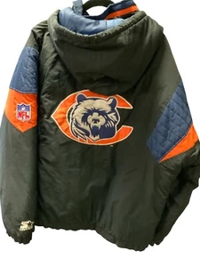 Vintage Chicago Bears Starter Winter Jacket Puffy NFL Mens L Rare Full Zip Coat - Picture 1 of 19