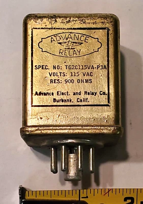 ADVANCE ELEC RELAY TD2C115VA-P3A VOLTS:115VAC  900 OHM - Image 1 of 4