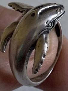 Kabana Ring Sterlingsilber 925 Orca Blauwal Größe 7 Vintage - Bild 1 von 17