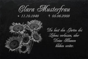 Gedenktafel Grabplatte Grabschmuck Urne Sonnenblumen Grabstein-030 ► 30 x 20 cm - Bild 1 von 1