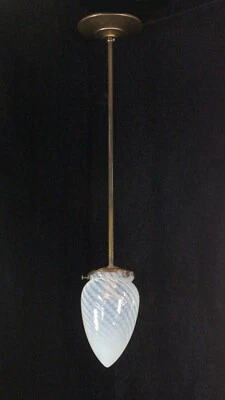 American Petite Hand Blown Glass Swirled Cone Pendant Light - Image 1 of 4