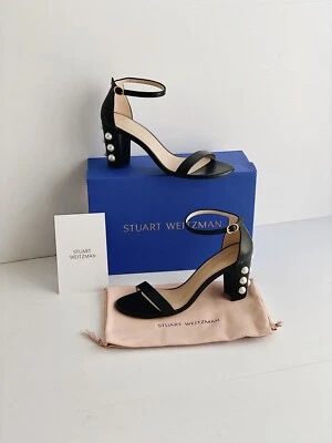 ✨New STUART WEITZMAN NearlyNude Pearl Studded Leather Strappy Sandals Size 8B - Image 1 of 4
