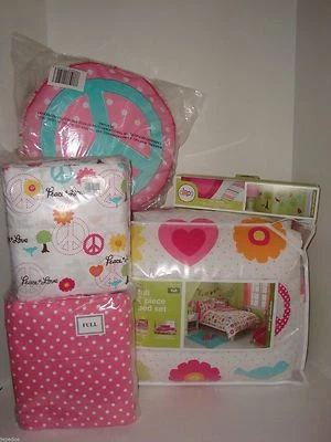 Juego de sábanas de edredón completo Circo Peace Girl Juego de sábanas Calcomanías de almohada Corazón Pájaro Foto 1 de 4