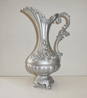 GRANDE AIGUIERE CRUCHE PICHET VINTAGE ETAIN 95% ART DECO DESIGN' FLORAL ANTIQUE - Photo 1/4