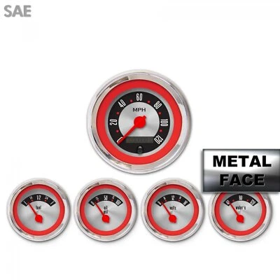 5 Ga. Set - SAE Amer Retro Rod Rd Ring IIII, Rd Mod Needles, Chrome Trm Rings - Image 1 of 2