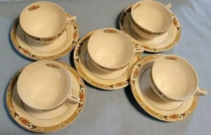 W H Grindley VENETIA 5 Cups and Saucers Gold Trim (lot2) - Picture 1 of 7