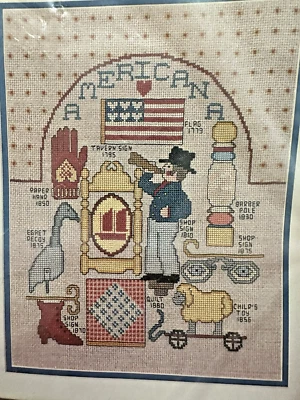 Kit Punto de Cruz Bucilla Patriótico AMERICANA 10 X 13" Estilo Sampler Foto 1 de 4