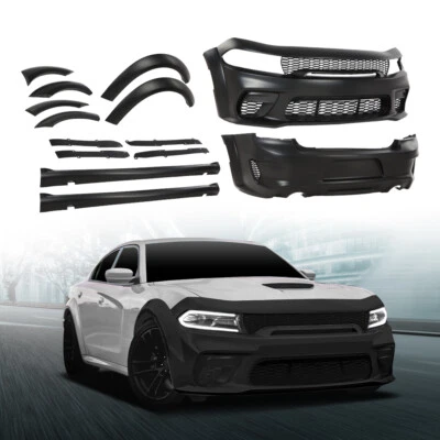 Front and Rear Bumper Hellcat Style Fit For 2015-2023 Dodge Charger Widebody Kit Foto 1 de 4