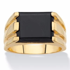 HERRENRING SCHWARZ ONYX 14 K GOLD SMARAGDSCHLIFF GP GRÖSSE 8 9 10 11 12 13 - Bild 1 von 1