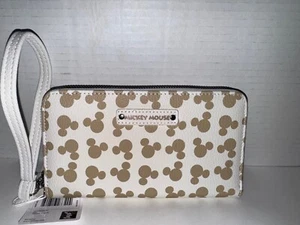 Neu Disney Mickey Mouse umlaufender Reißverschluss Geldbörse Kalbsleder beige natur KOSTENLOSER VERSAND - Bild 1 von 11