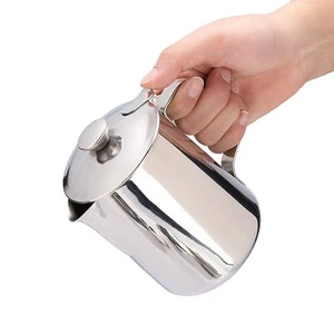 Coffee Frothing Pitcher With Lid Stainless Steel Milk Frother Cup Mutifunctio... - Picture 1 of 9