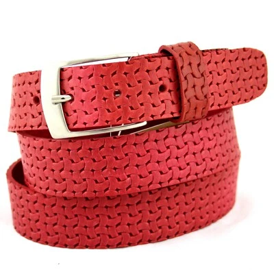 Cintura Donna di vera Pelle Rosa Cinta da Uomo in Cuoio Artigianale Accorciabile - Immagine 1 di 4