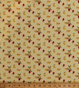 Cotton Tulips Red Yellow Flowers on Yellow Dutch Fabric Print by Yard D148.27