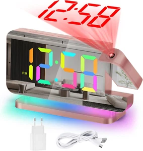 Sveglia Digitale,Sveglia Proiezione,Orologio a Specchio LED Da 7,4”Con Proiettor - Foto 1 di 12