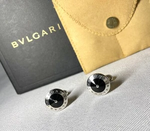 Duty Free Autentici bellissimi gemelli BVLGARI e argento sterling ovale nero ... - Foto 1 di 18