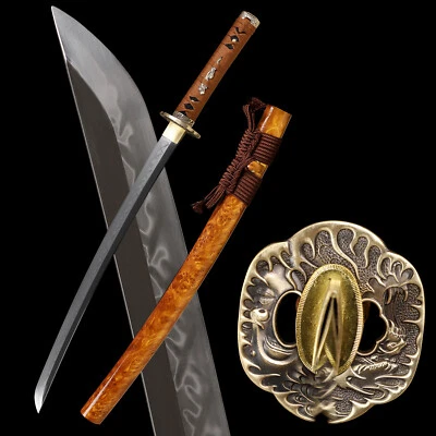 Wakizashi Katana Espada Arcilla Templada L6 Acero Real Hamon Navaja Afilada Full Tang  Foto 1 de 4