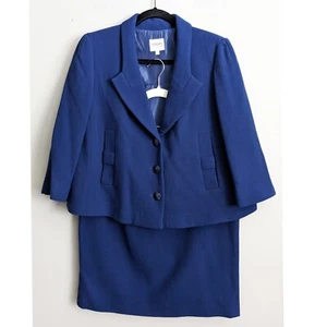 Armani Collezioni Wool Blazer Skirt Set Royal Blue Size 14 - Picture 1 of 11