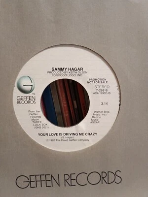 Sammy Hagar 45 Your Love Is Driving Me Crazy  Promo Stereo  EX Condition Foto 1 de 2