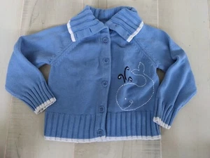Gymboree 2003 Whale Watching Line Blue Cardigan Sweater with Whale Girls Size 4 - Picture 1 of 7