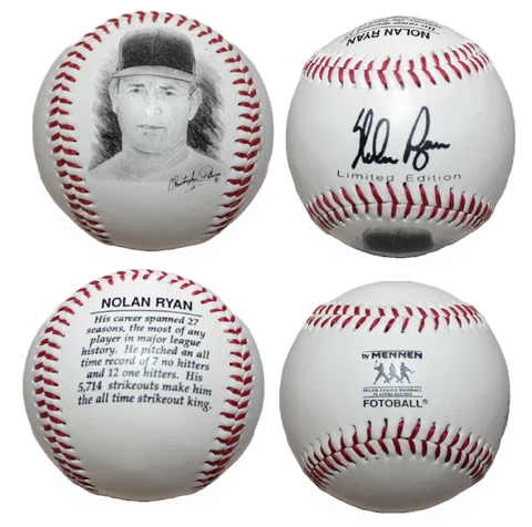Nolan Ryan Commemorative Baseball Ball Autograph (Stamped) & MLB Accomplishments Cover