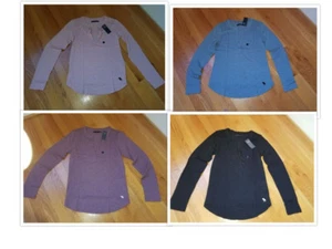 NWT Abercrombie & Fitch Icon Notch Neck T-Shirt 4 Colors Long Sleeve S,M,L - Picture 1 of 5