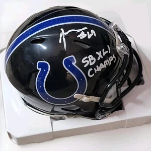 Indianapolis Colts Joseph Addai Signed Mini Helmet SB XLI Champs Inscription BAS - Picture 1 of 2
