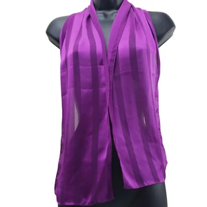 Women's Sheer Scarf Purple Stripes 10/54" - Picture 1 of 5