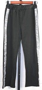 Pullon Elastic Waist Black Pants with Silver Sequin Side Stripe Youth Size S - Picture 1 of 4