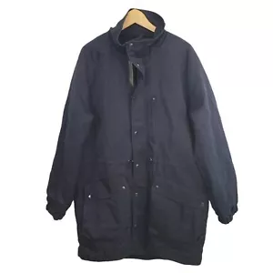 ASOS Dark Blue Men's Snap Zip-up Parka Overcoat Size XL - Picture 1 of 8