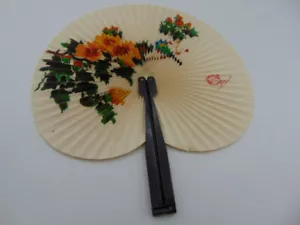 Floral and Bird Folding Metal & Paper Hand Fan Shanghai Arts & Crafts PRC - Picture 1 of 5