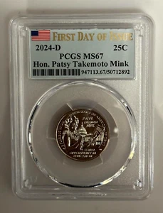 2024 D Patsy Takemoto Mink 25c PCGS MS67 American Women Quarter FIRST DAY - Picture 1 of 3