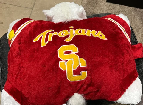 USC Trojans Pillow Pets 18” Horse Mascot Stuffed Plush Red White Very Nice Cover