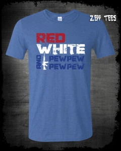 Camisa roja blanca y banco amante de las armas patriótica Merica America First 2A Rights Trump - Imagen 1 de 1