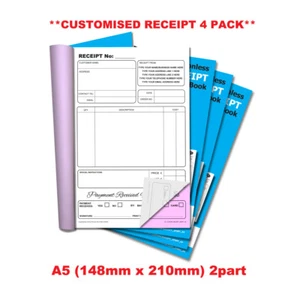 **PERSONALISIERT** NCR Quittung Duplikat Buch A5 (148 mm x 210 mm) 50 Sets 4er Pack - Bild 1 von 4