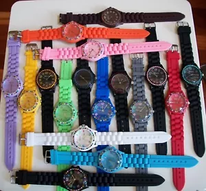 Girl's Women's Multicolor Jelly Silicone Rhinestone Fashion Casual Watch - Picture 1 of 41