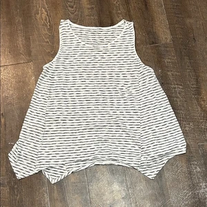 Canotta EILEEN FISHER bianca nera in lino chiaro a righe in maglia M - Foto 1 di 6