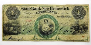 Undated $1 State Bank of New Brunswick, Bank Note, No. 3150 New Jersey - Picture 1 of 4