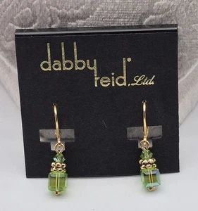 Dabby Reid Heidi Earrings Green Swarovski Crystal Hematite Plated Rare Color New - Picture 1 of 5