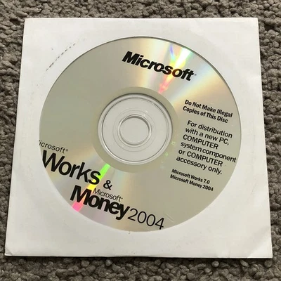 NEW Microsoft Works 7.0 & Money 2004 CD-ROM Software Disk With Key New Open Box - Image 1 of 4