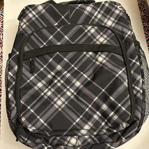 Thirty-one Adjustable sling backpack Plaid Black White Gray - Picture 1 of 13