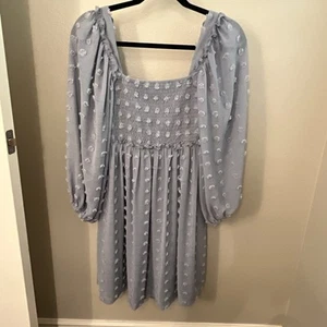 Listicle Dress Womens Size M Light Blue Long Sleeve Square Neck Back Tie - Picture 1 of 7