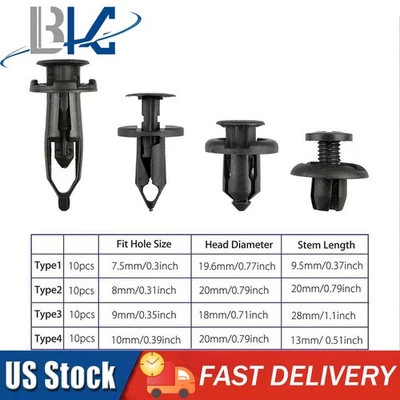 40PCS 4Type Nylon Bumper Fastener Rivet Clips Auto Car Fastener Rivet Clips Foto 1 de 4