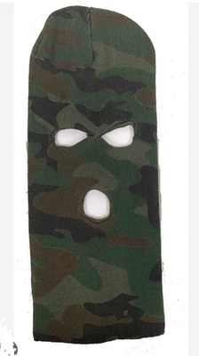 Gorro de 3 agujeros tejido sombrero capucha máscara facial bosque verde camuflaje Foto 1 de 4