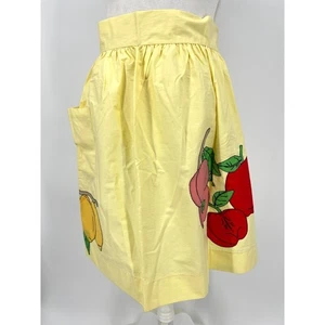 Delantal de cocina vintage aplique hecho a mano amarillo fruta - Imagen 1 de 7