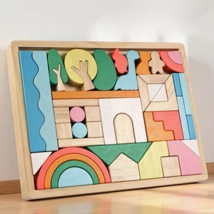 Wooden Rainbow Stacking Toy Building Blocks Toys for 1-5 Years Old Toddlers - Picture 1 of 6