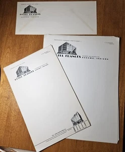 Vintage 1930's Hotel Frances Letterhead Stationary and Envelope. Kokomo Indiana - Picture 1 of 5
