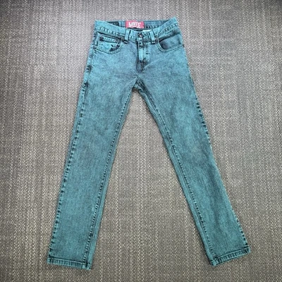 Pantalones de mezclilla Levi’s 510 jóvenes niños 10 25x27 verde lavado ácido súper ajustados escena emo Y2K Foto 1 de 4